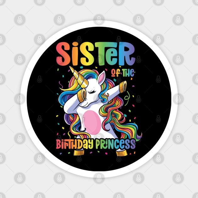 Sister of the Birthday Princess Dabbing Unicorn Girl Magnet by Pennelli Studio